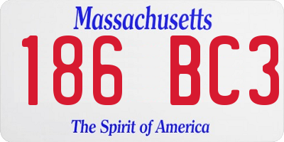 MA license plate 186BC3