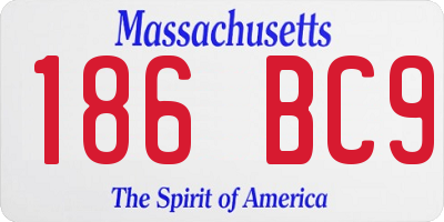 MA license plate 186BC9