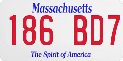 MA license plate 186BD7