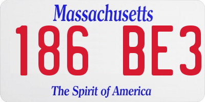 MA license plate 186BE3