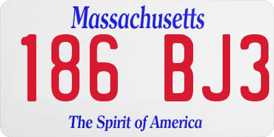 MA license plate 186BJ3