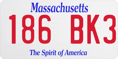 MA license plate 186BK3