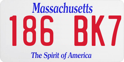MA license plate 186BK7
