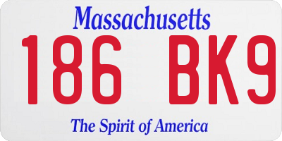 MA license plate 186BK9