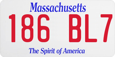 MA license plate 186BL7