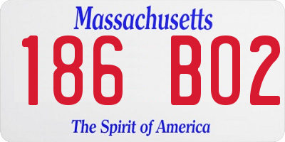 MA license plate 186BO2