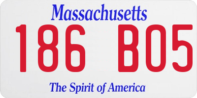 MA license plate 186BO5