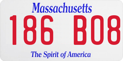 MA license plate 186BO8