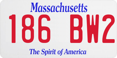 MA license plate 186BW2