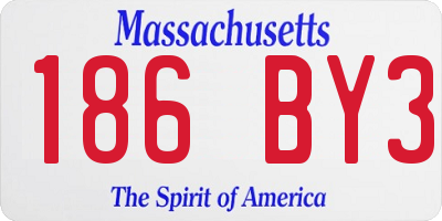 MA license plate 186BY3