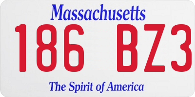 MA license plate 186BZ3