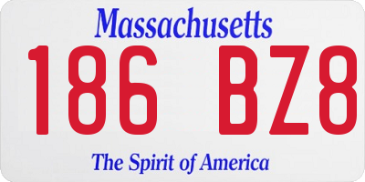 MA license plate 186BZ8