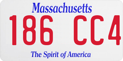 MA license plate 186CC4