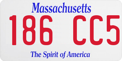 MA license plate 186CC5