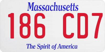 MA license plate 186CD7