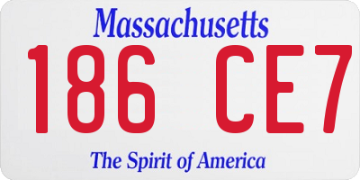 MA license plate 186CE7