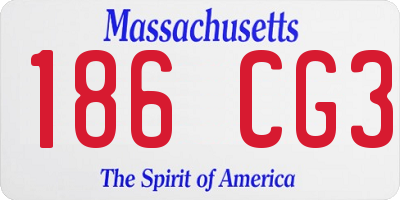 MA license plate 186CG3