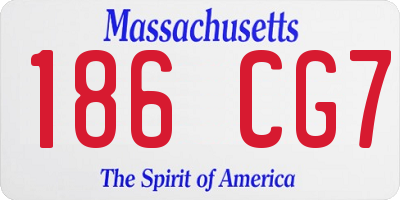 MA license plate 186CG7