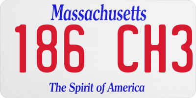 MA license plate 186CH3
