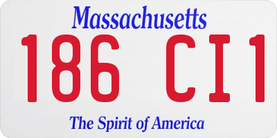 MA license plate 186CI1