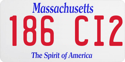 MA license plate 186CI2