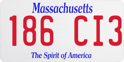 MA license plate 186CI3