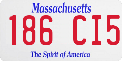 MA license plate 186CI5