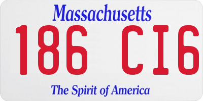 MA license plate 186CI6