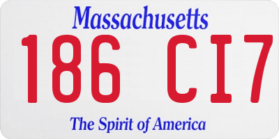 MA license plate 186CI7