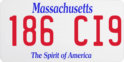 MA license plate 186CI9