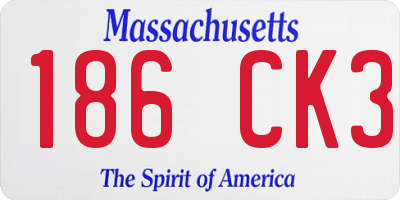 MA license plate 186CK3
