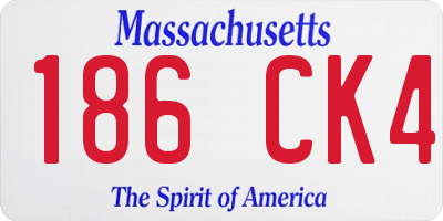 MA license plate 186CK4