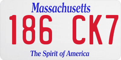 MA license plate 186CK7