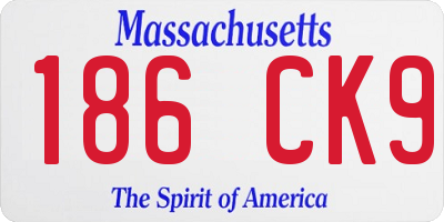 MA license plate 186CK9