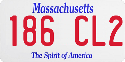 MA license plate 186CL2