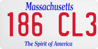 MA license plate 186CL3