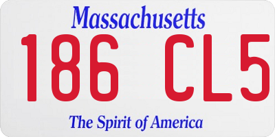MA license plate 186CL5