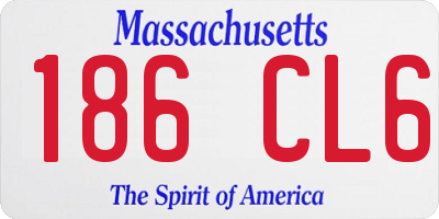 MA license plate 186CL6