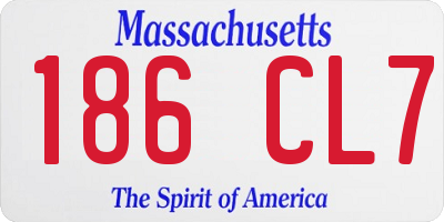 MA license plate 186CL7