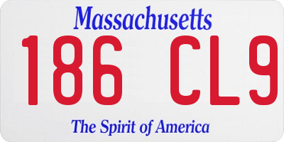 MA license plate 186CL9