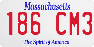 MA license plate 186CM3