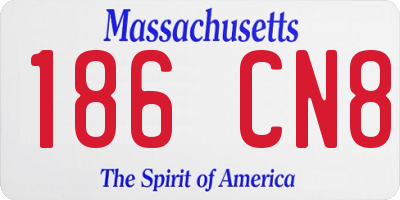 MA license plate 186CN8