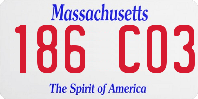 MA license plate 186CO3