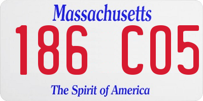 MA license plate 186CO5