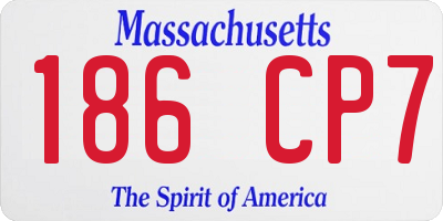 MA license plate 186CP7