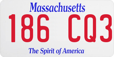 MA license plate 186CQ3
