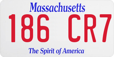 MA license plate 186CR7