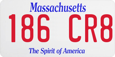 MA license plate 186CR8
