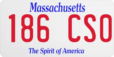 MA license plate 186CS0