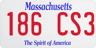 MA license plate 186CS3